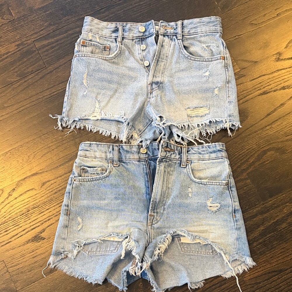 2 pairs of Zara short Distressed Denim Shorts